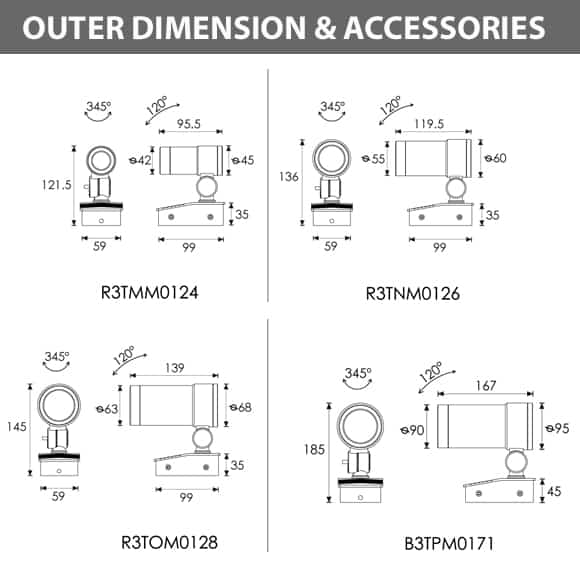 Architectural Spot Lights - Dimension