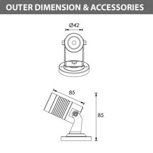 LED Landscape Focus & Spot Light -B3AM0157 - Dimension