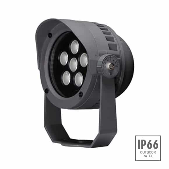 Circular projector lights for facade lighting, luxury home garden design, park tree lighting and private gardens with optional spike