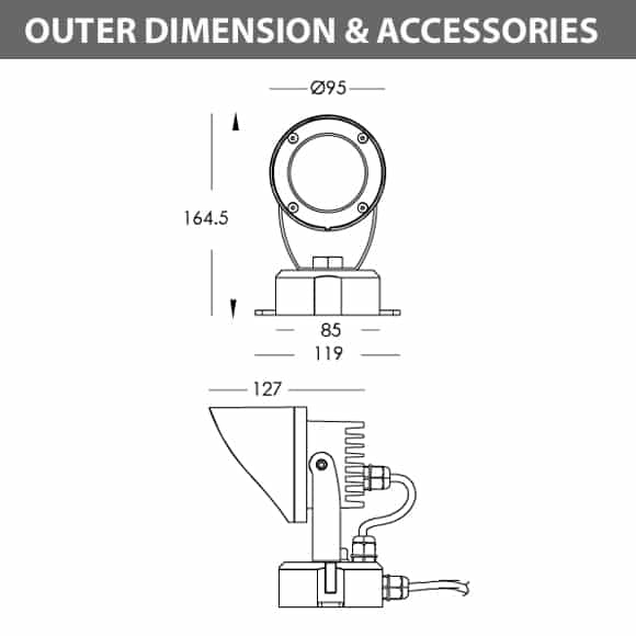 LED Landscape Focus & Spot Light - R3DM0126 - Dimension