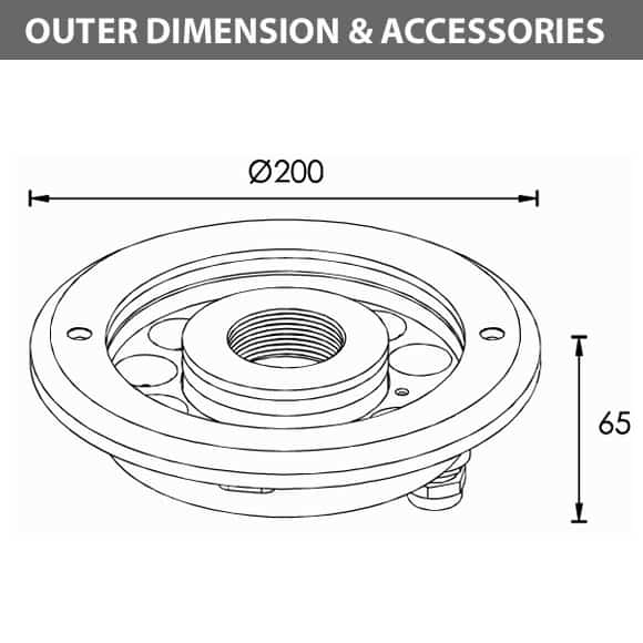 LED Recessed Fountain Light - B4TA1257 - Diamension