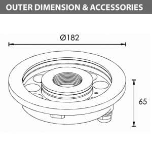 LED Recessed Fountain Light - B4TB1257 - Diamension