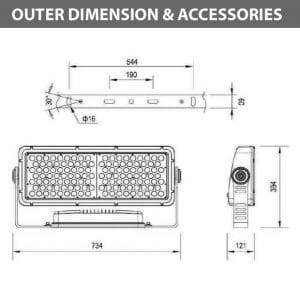 Outdoor LED Facade Wall Washer - JRF5-126 - Diamension