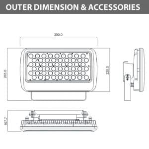 Outdoor LED Flood Light - JRF1-L-Diamension