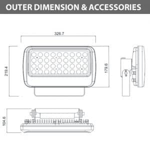 Outdoor LED Flood Light - JRF1-M-Diamension