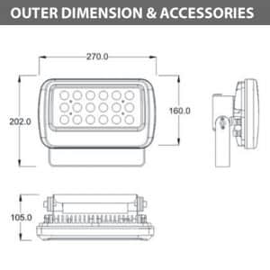 Outdoor LED Flood Light - JRF1-S-Diamension