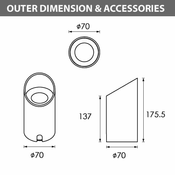 Outdoor LED Inground COB Light - RB2CCAR0125 - Diamension