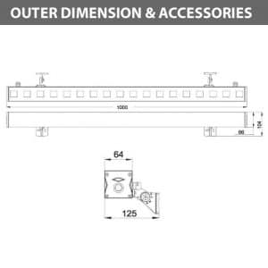 Outdoor LED Linear Facade Wall Washer - JRL7-18 - ColorDiamension
