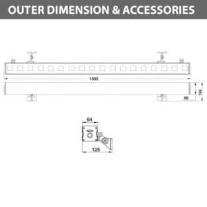 Outdoor LED Linear Facade Wall Washer - JRL7-18R - DiamensionOutdoor LED Linear Facade Wall Washer - JRL7-18R - Diamension