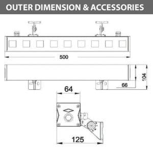 Outdoor LED Linear Facade Wall Washer - JRL7-9 - Diamension