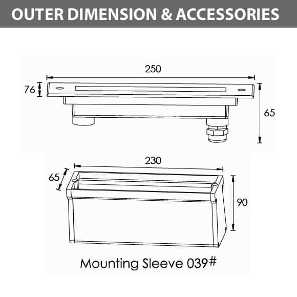 Recessed LED Swimming Pool Light - B4TL0657 - Diamension