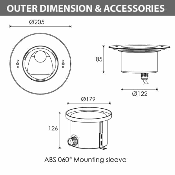 Recessed LED Swimming Pool Light - R4ZA0129 Diamension