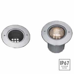 Circular LED burial lights with ABS mounting sleeve & CCT Options. High grade LED's, IK10 rating & optional louver with weatherproof housing