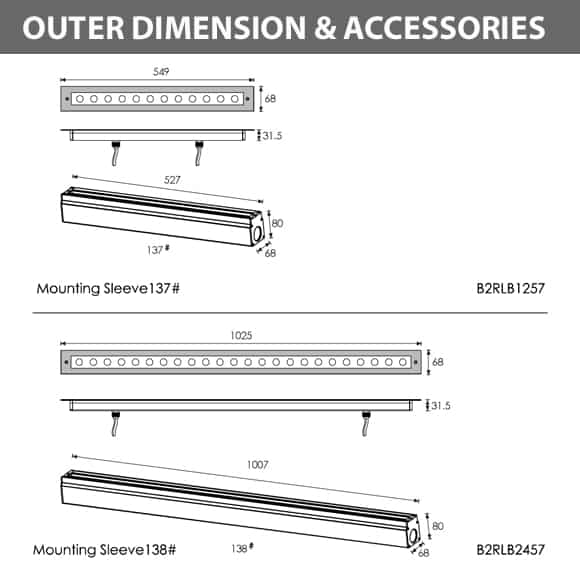 Inground Wall Washer-B2RLB1257-B2RLB2457-Diamension