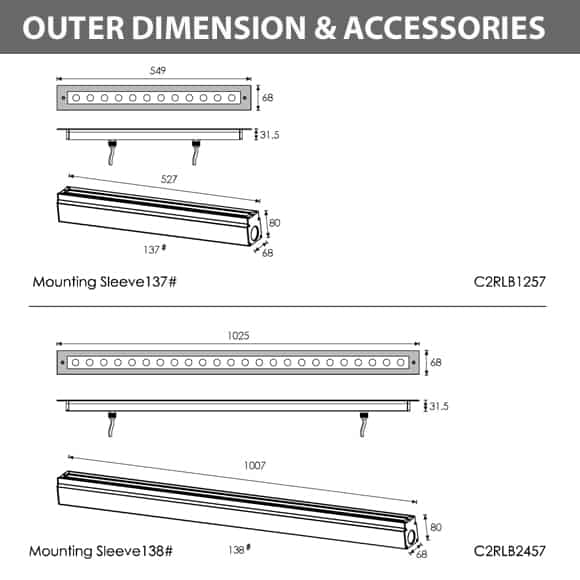 Inground Wall Washer-C2RLB1257-C2RLB2457-Dia