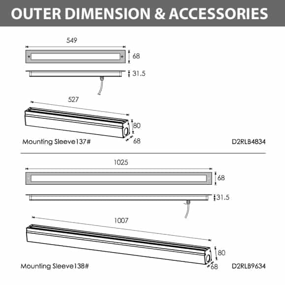 Inground Wall Washer-D2RLB4834-D2RLB9634-Diamension