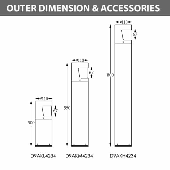 LED Bollard Light - D9AKL4234-D9AKM4234-D9AKH4234-Dia