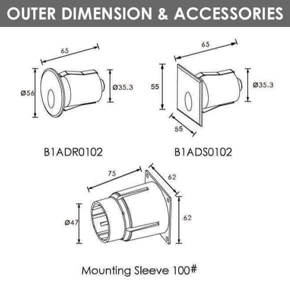 LED Wall Light - B1ADR0102 - B1ADS0102 - Dia