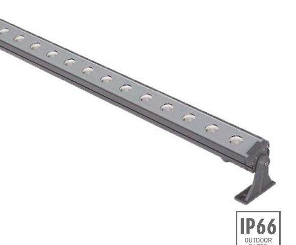 Exterior linear lighting fixtures for facade architecture, residential building design, hotel lighting solution and wall grazer light