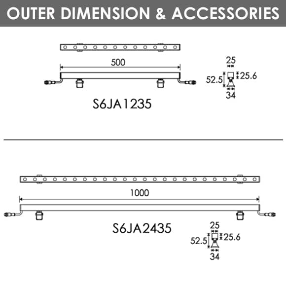 LED Wall Washer S6JA1235-S6JA2435 Dia