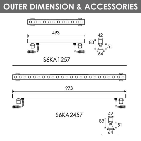 LED Wall Washer S6KA1257-S6KA2457Diamension