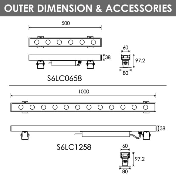 LED Wall Washer S6LC0658-S6LC1258 Dia