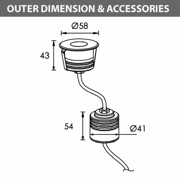 Recessed Wooden Floor Light - C2XAR0157 - Diamension