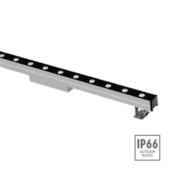 Exterior linear wall washer for hotel facade architecture, modern light fittings, bridge landscape lighting and wall grazing