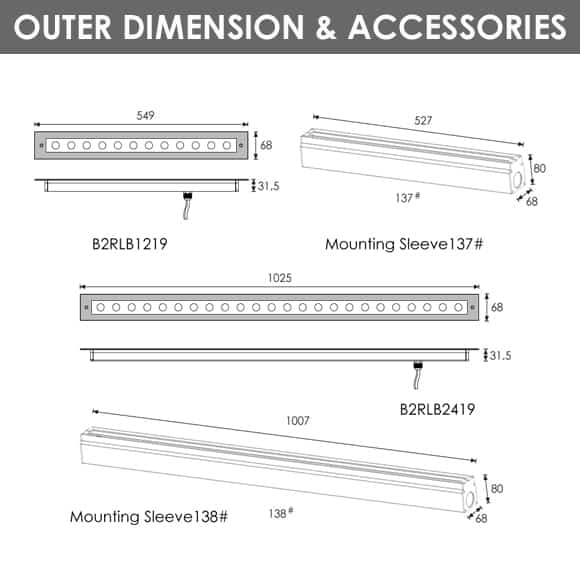 RGBW Lights - B2RLB1219-B2RLB2419 - Dia