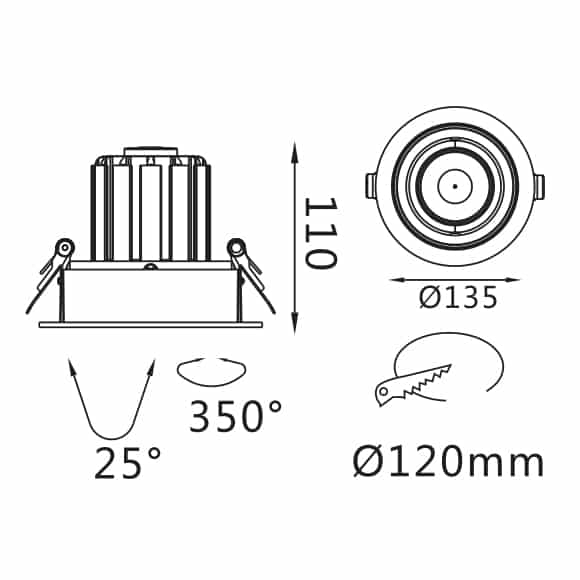 Recessed Grille Light - FS1062-20 - Dia