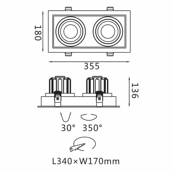 Recessed Grille Light - FS2018A-35 - Dia