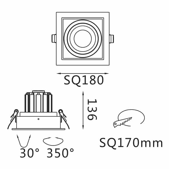 Recessed Grille Light - FS2019A-35 - Dia