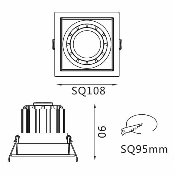 Recessed Grille Light - FS2027-13 - Dia