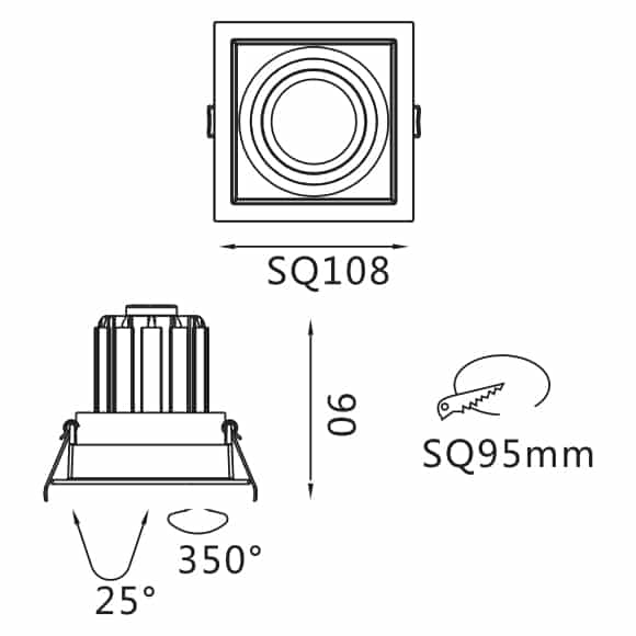 Recessed Grille Light - FS2027A-13 - Dia