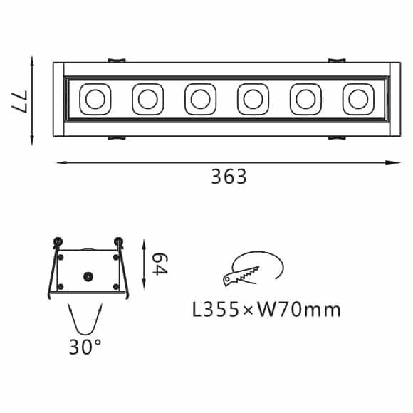 Recessed Grille Light - FS2029-16 - Dia