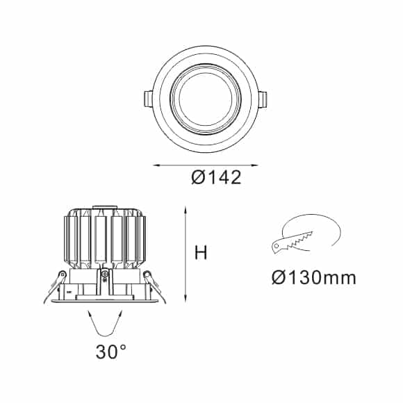 LED Ceiling Downlight - FS5070-30 - Dia