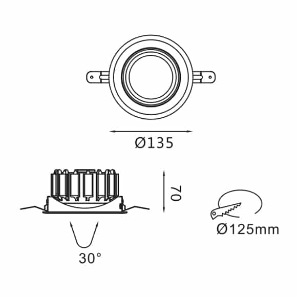 LED Ceiling Downlights - FS5072-25 - Dia