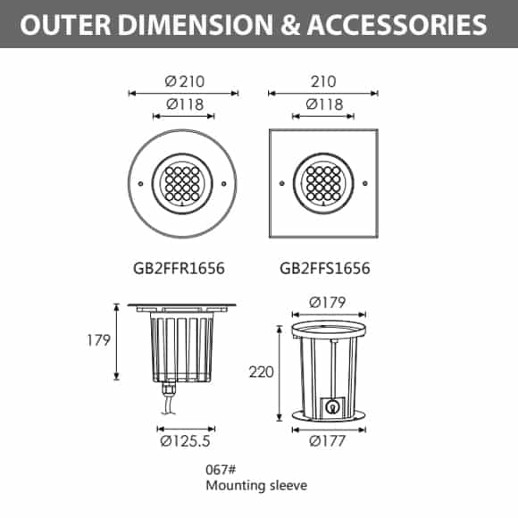 In-ground Light - GB2FFR165 - GB2FFS1656 Dia