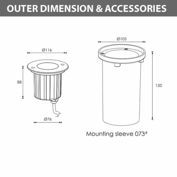 In-ground Light - XB2FT0356 Dimension