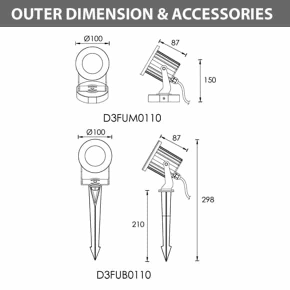 LED Focus Light - D3FUM0110 - D3FUB0110 Dia