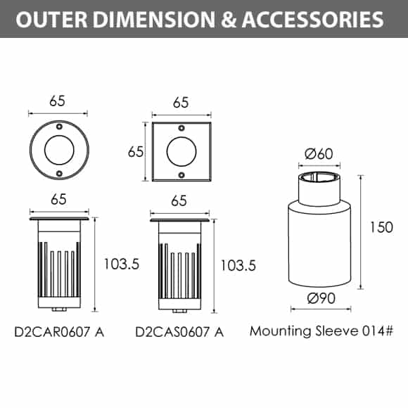 Recessed Wooden Floor Light - D2CAR0607 A - D2CAS0607 A - Dia