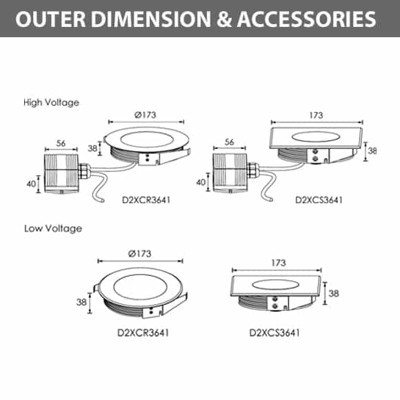 Recessed Wooden Floor Light - D2XCR3641 - D2XCS3641 - Dia